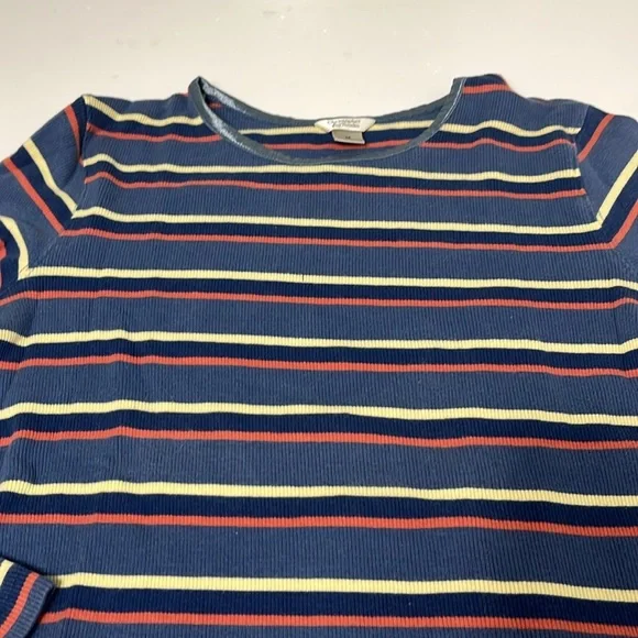 Christopher & Banks Medium Long Sleeve Blue Striped Basic T Shirt - Picture 4 of 5